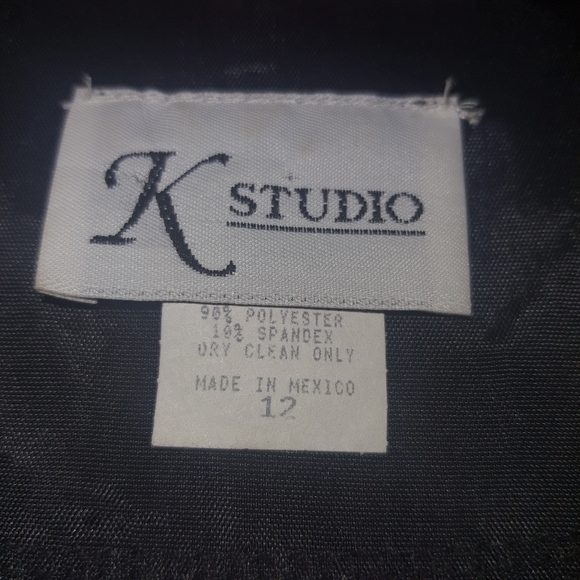 Women's K Studio  Jacket Dress MEDIUM Size 12 Black Velvet Glitter Line Design - Picture 8 of 11